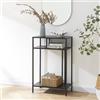 [en.casa] Kumlinge - Tavolo consolle da soggiorno, sottile, 55 x 30 x 85 cm, con ripiano, in metallo, nero