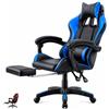 VIRSUS Sedia Gaming Ergonomica Reclinabile in similpelle 738, Altezza Inclinazione Regolabile, poggiapiedi, poggiatesta, cuscino lombare, rotelle, Poltrona Ufficio, Studio (Nera e Blu)