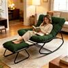 Luestysi Grand Patio Sedia a Dondolo, Soggiorno ComodaSedia a Dondolo con Pouf, Sedia a Dondolo da Interno con Imbottitura, Poltrona a Dondolo Portata 150 kg, per Salotto Terrazza Camera (Verde)