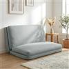 HOMCOM Lazy sofa Divano letto pieghevole a 4 sezioni con schienale reclinabile, tessuto effetto lino, per soggiorno, camera da letto e ufficio, portata 240 kg, 137,5 x 85,5 x 74 cm, grigio chiaro