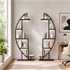 GOKHOMX Set da 2 Scaffali Angolari Industriali con Luce LED - Grande Libreria Rotonda Modulare, Insieme Mobili Contenitori Simmetrici per Soggiorno e Ufficio, 2x 160 cm