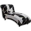 Generic Copri Chaise Longue Elasticizzato Senza Braccioli Stampa Moderna, Fodera Copertura Protettiva Traspirante per Soggiorno Camera da Letto Interno(Gray Black)
