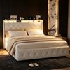 KSFASHZ Letto imbottito 160 x 200 con 4 cassetti, letti imbottiti con LED USB, letto per adulti a 2 posti con testiera doppia, imbottito con illuminazione telaio letto per 2 persone con ripostiglio