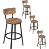 WOLTU Sgabelli Cucina Set di 4, con Schienale, Marrone Rustico | Sgabello da Bar, Sedie Alti con Poggiapiedi, per Colazione Cucina, Struttura in Metallo