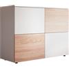 MB Muebles Bonitos, Credenza Madia Soggiorno Zoel, Melamina Opaca, Bianco e Sonoma, 90x68x34cm