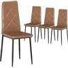 HOMCOM Set di 4 Sedie Sala da Pranzo in Finta Pelle Schienale Alto Marrone