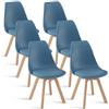 BenyLed - Set di 6 sedie da sala da pranzo scandinave moderne con seduta imbottita e gambe in legno di faggio, ideali per sala da pranzo, cucina, soggiorno, camera da letto, colore: blu scuro