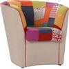 Liberoshopping Poltrona Valentina A POZZETTO in Tessuto Beige e Seduta Tessuto Patchwork (Beige)