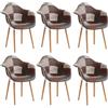GrandCA HOME Set di 6 Sedie da Pranzo Moderne con Braccioli, Gambe in Faggio, Sedie da Cucina Patchwork Nordiche per Cucina, Soggiorno, Sala da Pranzo, Camera da Letto (KJHUI)