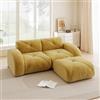 Bladez Divano modulare a 2 posti con sgabello Ciniglia Moderno Loveseat Soggiorno Divano con Braccioli Curvi, Senza Montaggio Divano Boneless Compressione Cloud Divani (Giallo, 2 Posti+1)