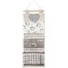 HOME ZEN HOUSEHOLD LINEN Organizer da Parete con 3 Tasche in Poliestere e Lino, Portaoggetti Decorativo con Asta in Legno e Corda per Casa e Ufficio (Dis 4)
