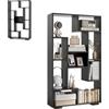 HOMASIS Libreria Scaffale con 9 Scomparti, Scaffale Aperto a Cubo, Libreria Verticale in Legno, Mobile Portaoggetti con Protezione Antiribaltamento, Divisorio per Soggiorno, 70x20x120cm (Nero)