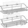 Nieifi scaffale adesivo senza perforazione in acciaio inox con ganci per bagno, toilette, cucina - pacco da 2