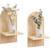 ANEELV Mensola a muro in pino 2 pezzi, Decorazione Boho per Soggiorno, Naturale