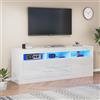 Murul, mobile porta TV con illuminazione a LED, 3 ripiani aperti, per televisori da 70 pollici, supporto TV lucido, 2 porte, 2 cassetti, controllo tramite app smart 160×35×60 cm (Bianco)