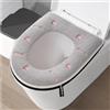 EQLEF Coprisedile per WC, Peluche copriwater Caldo con Cerniera Lavabile coprisedile da Toilette Caldo con Manico Antiscivolo Copri WC Morbido in Grigio Stampato Cute Peach Patterns 38 * 43cm