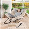 GIANTEX Sedia a Dondolo Oversize, Sedia a Dondolo da Esterno a Forma di Uovo con Cuscino Spesso, Poltrona dondolo esterno/Interno, Carico 205 kg, per Soggiorno, Giardino, Terrazza(Beige)