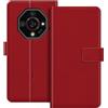 ESACMOT Custodia Portafoglio in Pelle Compatibile con Ulefone Armor X32 Pro 5G Flip Cover con Porta Carte e Supporto, Chiusura Magnetica, Custodia Folio Antiurto (Rosso)