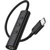 ACANDYA Adattatore per cuffie USB-C a 3,5 mm con controllo del volume, nero | Convertitore da tipo C a jack da 3,5 mm con telecomando per honor Magic V6 600400 200 Pro Pixel 10 9 Pro Fold Tablet