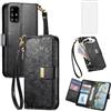 Asuwish Custodia per telefono per Samsung Galaxy A51 4G Cover a portafoglio con pellicola protettiva in vetro temperato e porta carte di credito supporto cerniera accessori ibridi cinturino da polso A