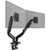 Poppstar Braccio monitor doppio regolabile in altezza per 2 monitor da 17-27 pollici (braccio 360° orientabile, rotabile, inclinabile) Supporto monitor per PC, nero