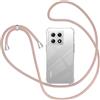 XTCASE Cover per Xiaomi 14T Pro con Cordino, Trasparente Custodia con Laccio Collo Tracolla Corda Cinghia, Ultra Sottile Morbido TPU Silicone Antiurto AntiGraffio Case, Oro Rosa
