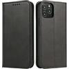 Mixroom - Custodia Cover Case a Libro Nero per iPhone 14 PRO con Stand in Ecopelle Chiusura Magnetica Formato Portafoglio Parte Interna in TPU Morbida con Bordi Piatti