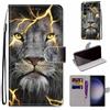 nancencen Cover per Samsung Galaxy S24 Ultra Pelle sintetica Flip Case Telefono Magnetico Silicone Portafoglio Custodia in Pelle Leone Nero