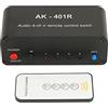Pilipane Sound Channel Audio Switch Splitter, 4 in 4 Out-RCA, con telecomando IR per console di gioco DVD, consolle RCA a 4 vie
