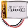 Liter energy battery Batteria 3 cavi 602535 LiPo 3.7V 600mAh 2.22Wh 1S 5C Liter Energy Battery Ricaricabile con PCM termistore NTC Smartwatch Elettronica - Non adatto per Radiocomando 37x25x6mm (3P|600mAh|602535)