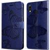 DENDICO Cover per Huawei Y6 2019 / Honor 8A, Portafoglio Custodia in PU Pelle per Huawei Y6 2019 / Honor 8A, Antiurto Cover a Libro con Slot per Carte, Blu