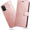 DENDICO Cover per Galaxy A32 4G, Portafoglio Custodia in PU Pelle per Samsung Galaxy A32 4G, Antiurto Cover a Libro con Slot per Carte, Oro Rosa
