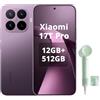 XIAOMI Smartphone 17T Pro, 12 GB + 512 GB, con Android, display da 6,83 pollici, 144 Hz, batteria al carbonio di silicio da 7000 mAh, fotocamera Leica 5X, viola scuro, asciugacapelli incluso (verde, 1