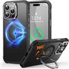 CUTELFON Custodia O3 Mag-Stand per iPhone 16 Pro con Supporto a 360°,[Compatibile con MagSafe][Eccezionalmente Delicata Sulla Pelle] Sottile Eopaca Magnetica Traslucida 6,3, Nero Opaco