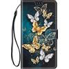 Choeeu ChoosEU Cover per Xiaomi Redmi 13C / Redmi 13 C/Poco C65 Custodia in Pelle Portafoglio Flip Case Elegante Disegni Antiurto Protettiva per Ragazze Donne Cover a Libro Stand - Farfalla Oro