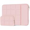 MOSISO 16 pollici Custodia Laptop,15-15.6 pollici Borsa PC Gonfio Compatible con MacBook Pro 16 M4 M3 M2 M1,HP Acer Dell Lenovo Notebook,Borse Quilted Dodici Square Tasca Verticale&Pouch, Rosa