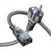 Goalfish Cavo di alimentazione a 3 poli, per dispositivi a freddo, 4,5 m, in nylon intrecciato (CEE 7/7 su IEC60320 C13), connettore dritto con VDE per monitor, PC, stampante, PS3/PS4 PRO, scanner, TV, schermo