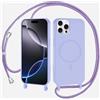 SLWYF Cover Compatibile con iPhone 16E/iPhone SE4 2025 Cover Magnetica, Silicone TPU Morbido Corda Collana Necklace Regolabile Stylish con Catena Ultra Sottile Case, Violetta chiara