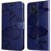 DENDICO Cover per Galaxy A21S, Portafoglio Custodia in PU Pelle per Samsung Galaxy A21S, Antiurto Cover a Libro con Slot per Carte, Blu