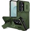 Belzsxy custodia per Samsung Galaxy S26 Ultra/Samsung S26 Ultra con ring stand magnetico, cover militare antiurto con protezione fotocamera scorrevole compatible with MagSafe ricarica wireless verde
