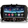 Erisin 7 pollici 8-Core 4GB+64GB Android 14 Autoradio Bluetooth GPS Navigatore per Fiat 500/500C/500S/500E 2016-2019 500 Hybrid Supporto CarPlay Senza fili Android Auto WiFi DSP DAB+ USB FM RDS OBD2