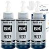 LCL Compatibile Bottiglie d'inchiostro da stampa Sostituzione per Epson T6731 C13T67314A L800 L805 L810 L850 L1800 (3 Nero)