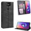Jiajihua Custodia Compatibile con Asus Zenfone 6 ZS630KL in pelle PU Flip Kickstand Wallet Card Slot Chiusura magnetica Black