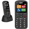 SAIET Next 4G Cellulare per Anziani con Tasti Grandi e Audio Amplificato +25dB, Telefono 4G VoLTE con Tasto SOS a 5 Numeri, Foto Contatti e Base di Ricarica, Display 2.2 a Caratteri Grandi, Nero