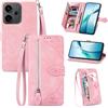 Fertuo Cover per OPPO Reno 14 F 5G, Custodia a Libro in Pelle PU Flip Case con Porta Carte, Chiusura Magnetica e Cinturino [Disegni di Fiori] Portafoglio Interno Silicone Antiurto, Rosa