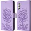 Feyten Cover per Samsung Galaxy A24 4G/M34 5G, Custodia in Pelle PU con Interno TPU Antiurto, Serie Gatto e Albero Flip Cover Custodia Portafoglio per Samsung A24 4G/M34 5G (Purple)