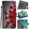 YKTO Cover per Oppo A58 4G, custodia a libro, custodia in pelle sintetica di poliuretano di alta qualità, per Oppo A58 4G, colore: Fiori di rosa vivaci, esuberanti, rosso vivo Foto