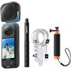 Insta360 X3 Pack Case Subacqueo Invisibile - Action cam a 360° impermeabile con adesivi, sensore da 1/2, 360° 5.7K, foto a 360° a 72 MP, stabilizzazione, touchscreen da 2,29, feedback vibrazioni