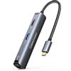 CableCreation Adattatore USB-C a 6 porte di tipo C Hub con HDMI 4K, porta Ethernet, 3 porte USB 3.0, per MacBook Pro M1 2020/2019, MacBook Air M1 2020, iPad Pro, Surface Go, XPS e altri