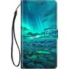 Choeeu ChoosEU Cover per Samsung Galaxy A25 5G Custodia in Pelle Portafoglio Flip Case Elegante Disegni Antiurto Protettiva per Ragazze Donne Cover a Libro Stand Galaxy A25 5G - Luce Verde